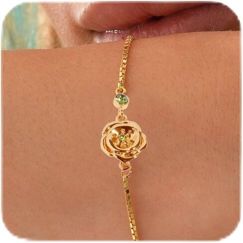 Long tiantian Birthstone Bracelets for women, Birthstone Jewelry, Gold Birth Flower Bracelet Birthstones By Months, Bracelet for 18th 21st 30th 40th 50th 60th 70th Birthday Jewelry Gifts in Saudi Arabia