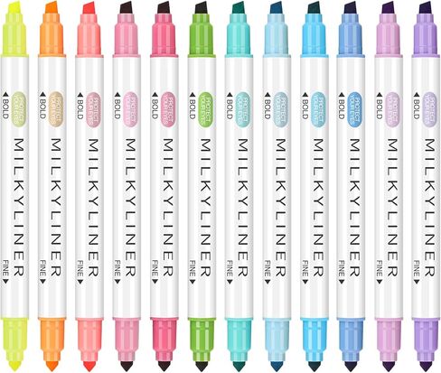 Highlighters Assorted Colors,24 Unique Retro Colors, Pastel Highlighters, Quick Dry Dual tip and Fine Tip No Bleed Highlighter Markers for Bible Journals Planners Books Notes in Kuwait