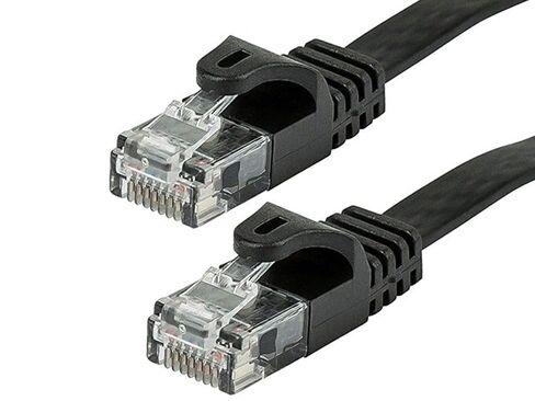 Monoprice Flat Cat6 Ethernet Patch Cable - 5 Feet - Black, Snagless RJ45, Flat, 550MHz, UTP, Pure Bare Copper Wire, 30AWG - Flexboot Series (Pack of 2) in Kuwait