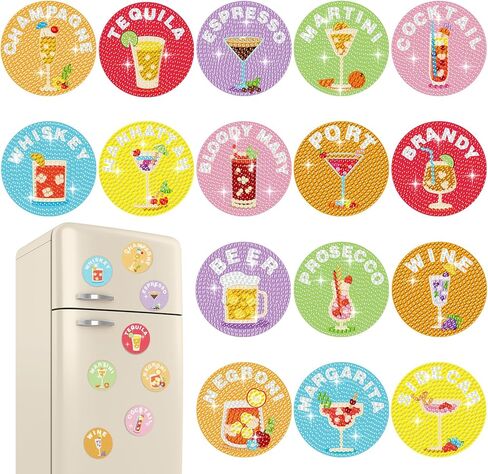 16 PCS Diamond Painting Refrigerator Magnets Diamond DIY Art Magnet Kits for Adults Crafts Painting Stickers Kits for Gifts Home Decor (Inspirational) in Saudi Arabia
