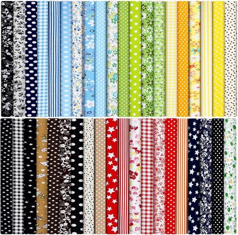 40 Pcs 10 x 10 Inches Cotton Fabric Bundle Squares Precut Fabric Multi Color Floral Fat Squares Sheets for DIY Craft Quilting Sewing(Vintage Patterns) in Saudi Arabia