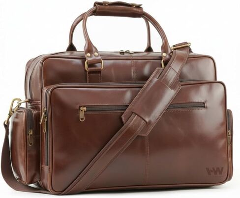 حقيبة سفر للأعمال مصنوعة يدويًا من الجلد المحبب بالكامل حقيبة سفر بمقصورة هوائية لحمل الأمتعة من القماش الخشن للرجال حقيبة كمبيوتر محمول تناسب كمبيوتر محمول مقاس 17 بوصة in Kuwait