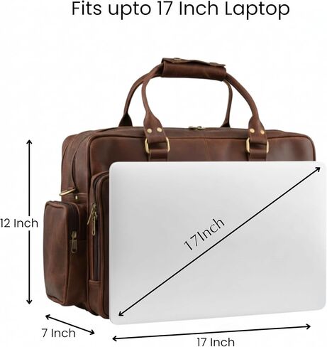 حقيبة سفر للأعمال مصنوعة يدويًا من الجلد المحبب بالكامل حقيبة سفر بمقصورة هوائية لحمل الأمتعة من القماش الخشن للرجال حقيبة كمبيوتر محمول تناسب كمبيوتر محمول مقاس 17 بوصة in Kuwait