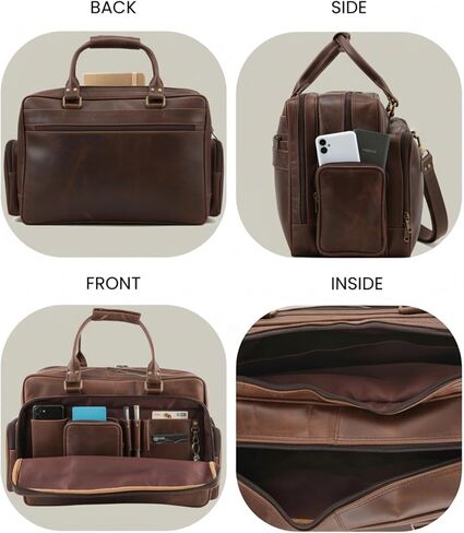 حقيبة سفر للأعمال مصنوعة يدويًا من الجلد المحبب بالكامل حقيبة سفر بمقصورة هوائية لحمل الأمتعة من القماش الخشن للرجال حقيبة كمبيوتر محمول تناسب كمبيوتر محمول مقاس 17 بوصة in Kuwait