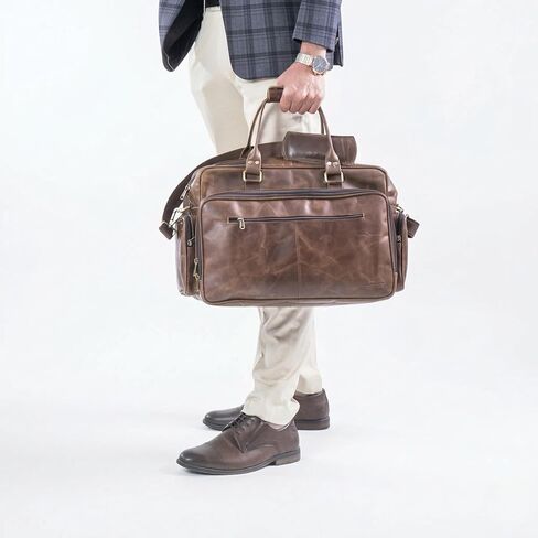 حقيبة سفر للأعمال مصنوعة يدويًا من الجلد المحبب بالكامل حقيبة سفر بمقصورة هوائية لحمل الأمتعة من القماش الخشن للرجال حقيبة كمبيوتر محمول تناسب كمبيوتر محمول مقاس 17 بوصة in Kuwait