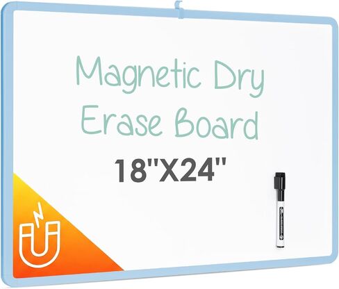 Mr. Pen- Dry Erase Board, 18" x 24" with a Black Marker, Pastel Blue Frame, Dry Erase Board for Wall, Magnetic Whiteboard for Wall, Dry Erase Boards, Whiteboards, Magnetic White Board in Saudi Arabia