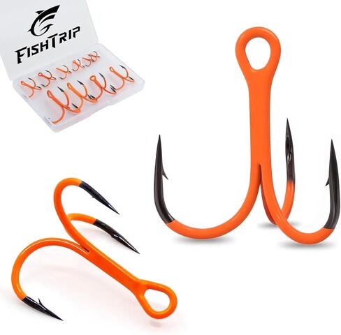 Fishing Treble Hooks, 10pcs Triple Hooks High Carbon Steel Brabed Sharp, Replacement Hooks on Hard Lures for Freshwater Saltwater in Saudi Arabia