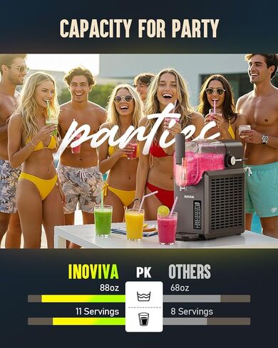 لا يحتاج أي جليد إلى آلة slushie ، آلة 2l/68oz inoviva slushy مع وظيفة التنظيف الذاتي ، صانع المشروبات المحترفة المجمدة للمنزل والمطبخ والحفلات in Kuwait