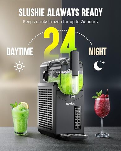 لا يحتاج أي جليد إلى آلة slushie ، آلة 2l/68oz inoviva slushy مع وظيفة التنظيف الذاتي ، صانع المشروبات المحترفة المجمدة للمنزل والمطبخ والحفلات in Kuwait
