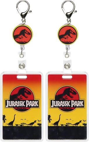 Jurassic Park Rubber Dino Design Badge Reel Movie Scene ID Badge Holder Retractable Lanyard with Lobster Claw Clasp in Kuwait