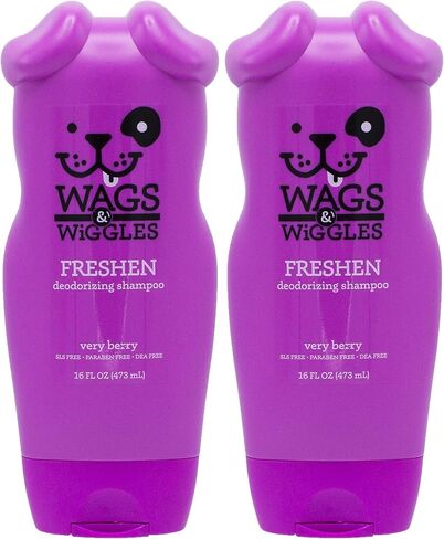 Wags & Wiggles Double Trouble 2-in-1 Dog Shampoo & Conditioner | Cleansing and Nourishing Shampoo and Conditioner for Dogs | Fruity Watermelon Scent, 16 Ounces (Pack of 2) in Saudi Arabia