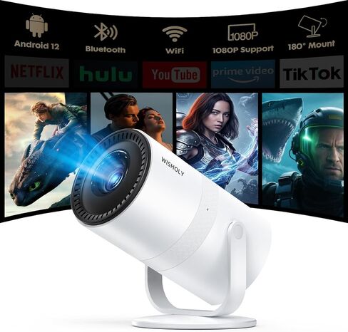 Mini Projector with Two-way Bluetooth, Portable Movie Projector with 180° Rotatable, 1080P HD Supported, Auto Vertical Keystone, Compatible with Smartphone, TV Stick, Laptop, HDMI, USB in Saudi Arabia