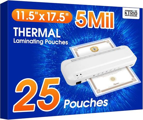 KTRIO Laminating Sheets 5 Mil, Hold 11 x 17 inches Sheet, 25 Pack, Clear Thermal Laminate Pouches for Laminator, 11.5 x 17.5 inches Lamination Sheets for School, Home & Office in Kuwait