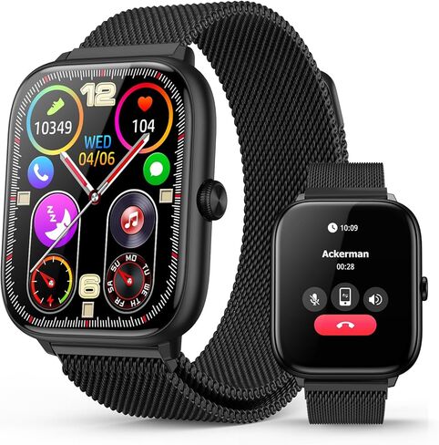 2.06" AMOLED Smart Watches with Blood Pressure, 118 Sports Modes, Fitness Activity Tracker for Men Women, Heart Rate Sleep SpO2 and Stress Monitor, IP68 Waterproof, Compatible with Android and iPhone in Kuwait