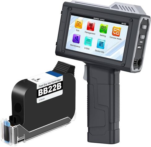 Handheld Inkjet Printer One Inch, Inkjet Coder Printing Height 0.03-1INCH, Expiry Date Printing Machine with Fast Dry Ink Cartridge Handheld Printer for Time QRcode Barcode Number Logo Label in Saudi Arabia
