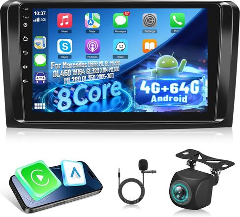 4+64g Android Car Steroo for Mercedes Benz ML GL ML350 GL450 W164 GL320 X164 ML500 ML280 GL350 2005-2011 ، CARPLAY و Android Auto - 9 بوصة in Kuwait