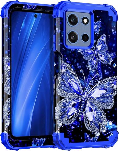 Miqala for Moto G 5G 2025 Case,Glow in The Dark Three Layer Heavy Duty Shockproof Full Body Protection Hard Plastic Bumper+Soft Silicone Protective Case for Motorola Moto G 5G 2025,Amaranth Dark in Saudi Arabia