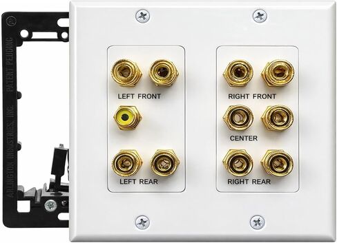 4 Speaker Wall Plate, Home Theater Wall Plate, Gold Plated Binding Posts, Speaker Wall Plates, for Home Theater Wall Speaker Plate Setup in Saudi Arabia