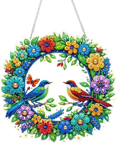 Eiflow Hanging Diamond Art Ornament Kit Hydrangea Flower, DIY Acrylic Double Sided Diamonds Painting Pendant Board Kit for Adults in Saudi Arabia
