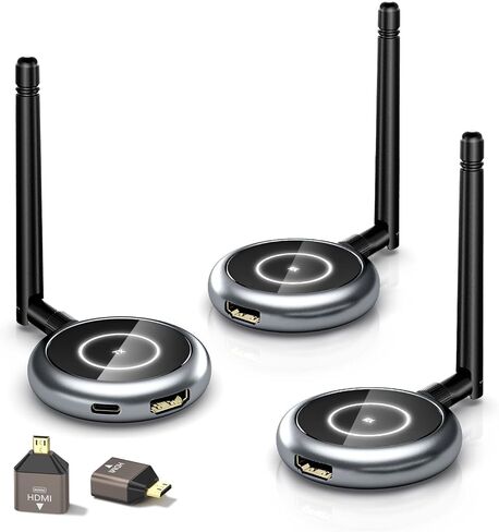 AIMIBO Wireless HDMI Transmitter and 2 Receivers, 5.8G, 60Hz, 165FT/50M, Support Multiple TVs, Touch Screen App Mirror, HDMI Wireless Extender for Laptop, Camera, TV Box to TV, Projector, Monitor in Kuwait