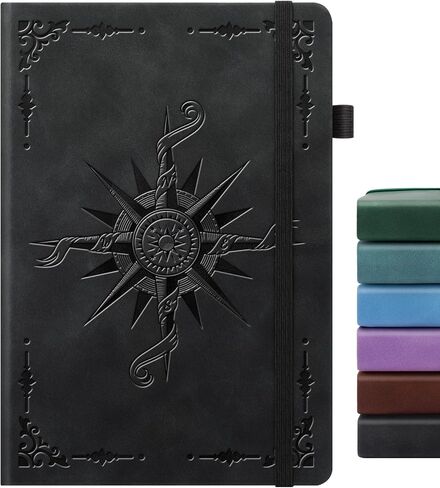 Lined Journal Notebook, A5 200 Pages Leather Journals For Writing Women & Men Travel,business,work & School,college Ruled Notebooks Hardcover Journaling Notebooks Daily Diary, 5.7'' X 8.3''-Black in Kuwait