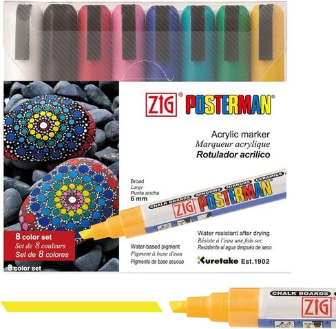 ZIG Posterman Waterproof Chalk Markers Sets - Broad 8 Colours in Kuwait