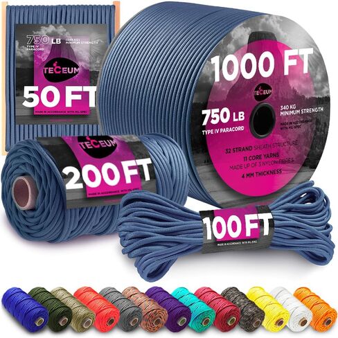 TECEUM Paracord Type III 550 Apricot – 200 ft – 4mm – Tactical Rope MIL-SPEC – Outdoor para Cord –Camping Hiking Fishing Gear and Equipment – EDC Parachute Cord – Strong Survival Rope 085 n1 in Saudi Arabia