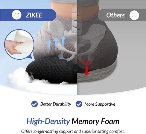 وسادة مقعد مريحة Zikee مع منحدر الفخذ والتصميم على شكل فخذ ، عظم الذنب ، تخفيف آلام عرق النسا ، وسادة مكتب رغوة الذاكرة عالية الكثافة لمقعد السيارة ، الطائرات ، المبيض ، القاعدة غير المنقولة in Kuwait