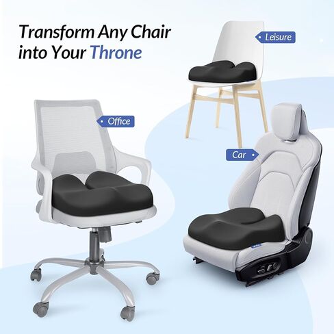 وسادة مقعد مريحة Zikee مع منحدر الفخذ والتصميم على شكل فخذ ، عظم الذنب ، تخفيف آلام عرق النسا ، وسادة مكتب رغوة الذاكرة عالية الكثافة لمقعد السيارة ، الطائرات ، المبيض ، القاعدة غير المنقولة in Kuwait