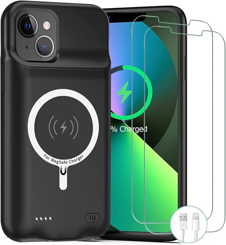 Battery Case for iPhone 15 Pro, 10000mAh Rechargeable Portable Charging Case with Wireless Charging, Compatible for iPhone 15 Pro (6.1 inch) with CarPlay, Extend Battery Pack Charger (Black) in Kuwait