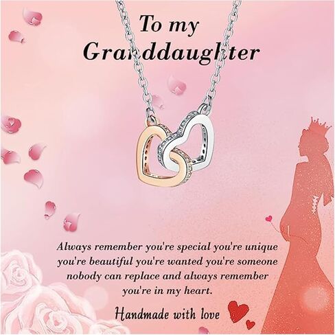 Alittlecare Granddaughter Necklace From Grandmom - Filled with Love and Packaged in a Recording gift box - Necklace for Granddaughter on Birthday, Christmas, Graduation, Wedding, or Valentine's Day in Kuwait