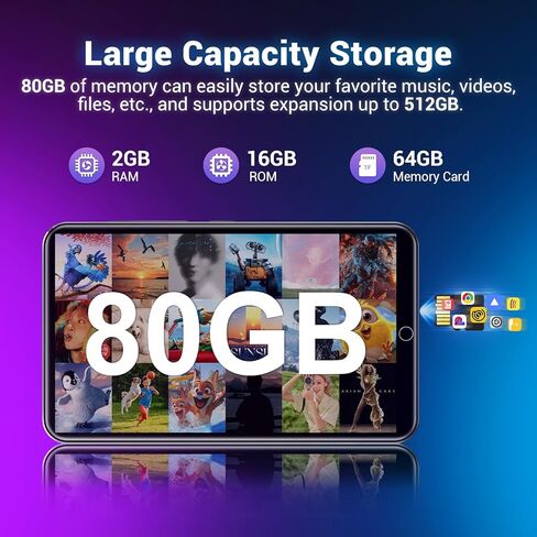 مشغل MP3 80 جيجابايت مع Bluetooth و WiFi ، مشغل موسيقى Diofox مع Spotify ، Pandora ، Amazon Music 5.0 بوصة الشاشة MP3 ومشغل MP4 ، مناسب لـ Libby ، Audible ، Spotify Children (Black) in Kuwait