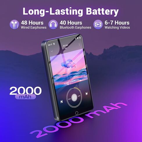 مشغل MP3 80 جيجابايت مع Bluetooth و WiFi ، مشغل موسيقى Diofox مع Spotify ، Pandora ، Amazon Music 5.0 بوصة الشاشة MP3 ومشغل MP4 ، مناسب لـ Libby ، Audible ، Spotify Children (Black) in Kuwait