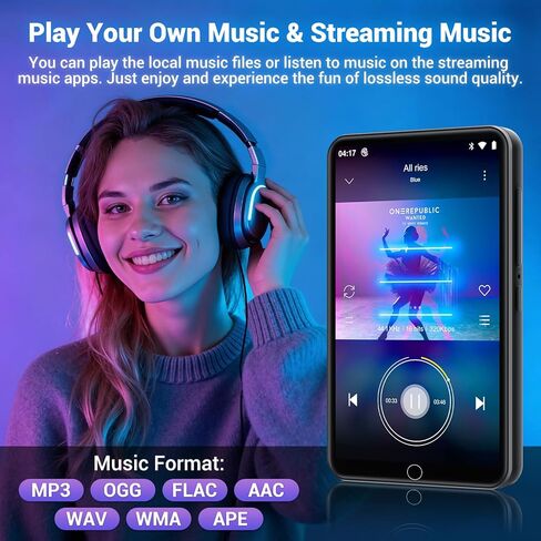 مشغل MP3 80 جيجابايت مع Bluetooth و WiFi ، مشغل موسيقى Diofox مع Spotify ، Pandora ، Amazon Music 5.0 بوصة الشاشة MP3 ومشغل MP4 ، مناسب لـ Libby ، Audible ، Spotify Children (Black) in Kuwait