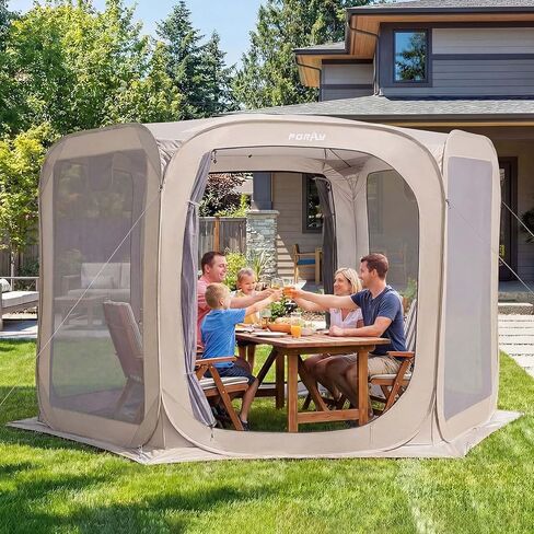 Porayhut Pop up Screen House Tent Sun Shelter with Breathable Mesh Doors,Portable Camping Tent with Detachable Waterproof Floor,10x10FT Screen Canopy Outdoor for Family Friends Party in Kuwait