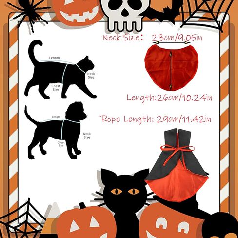 Halloween Dog Cat Vampire Cloak Costume Stand-Collar Design, Pet Cape Cosplay Apparel Holiday Party Dress Up Decoration, Halloween Costumes Cape Pet in Saudi Arabia