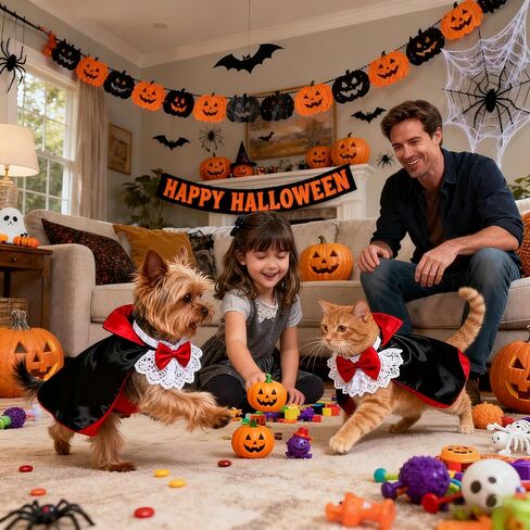 Halloween Dog Cat Vampire Cloak Costume Stand-Collar Design, Pet Cape Cosplay Apparel Holiday Party Dress Up Decoration, Halloween Costumes Cape Pet in Saudi Arabia
