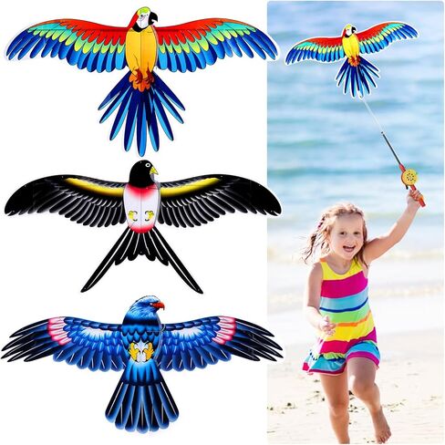Kites for Kids Ages 3-5,3PCS Cute Eagles Colorful Kid Kites Easy to Fly for Beach Park Outdoor Game Activities,Pocket Mini Kite for Kids Ages 4-8 with Handle in Saudi Arabia