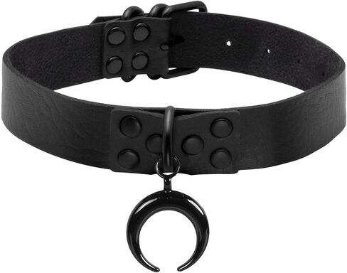 MILAKOO Punk Black Choker Gothic Spiked Rivets for Women Men with Charm Pendant Leather Necklace in Kuwait