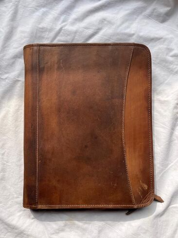 Leather Portfolio Organizer, Legal Pad Holder with Card Slots, Zippered Padfolio for Business Documents, Brown in Kuwait
