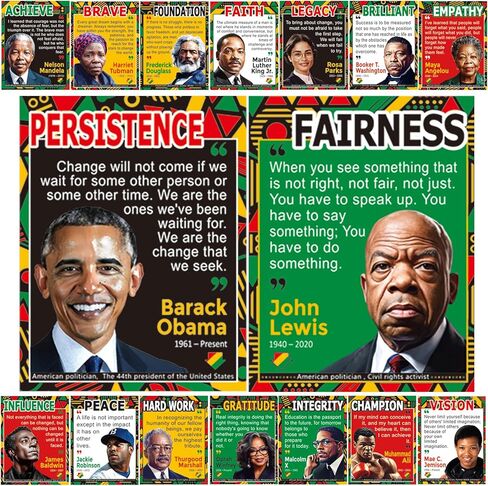 Adduster 16 Black History Posters - Juneteenth Decorations Black History Month Classroom Bulletin Board Decorations Poster 13.4 * 10.2inch For Elementary and Middle School Classrooms in Kuwait