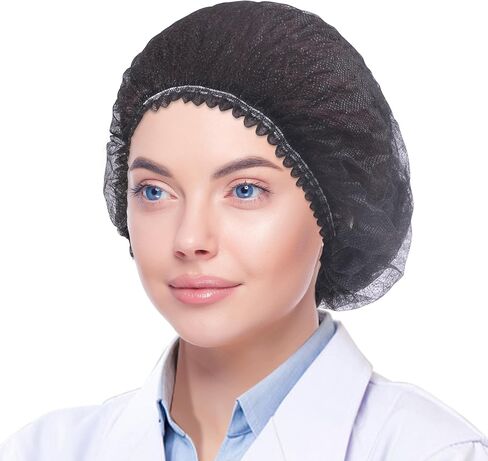 120 Pcs Disposable Bouffant Caps, 21 Inches Random Color Hair Nets for Women and Men, Polypropylene Non-Woven Hair Nets for Food Service Workers, Labs, Hospital, Salon, Kitchen (Black or White) in Kuwait