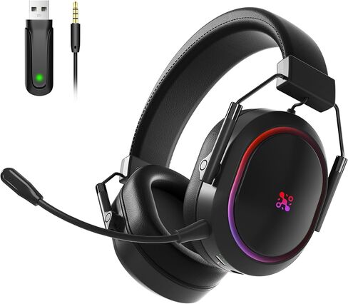 Wireless Gaming Headset for PS5 PS4, Bluetooth 2.4GHz Lightweight Ergonomic Headphones with Noise Cancelling Mic, 23ms Low Latency Audio, 50+ Hrs & Surround Sound Gamer Headsets for PC Laptop Switch in Kuwait