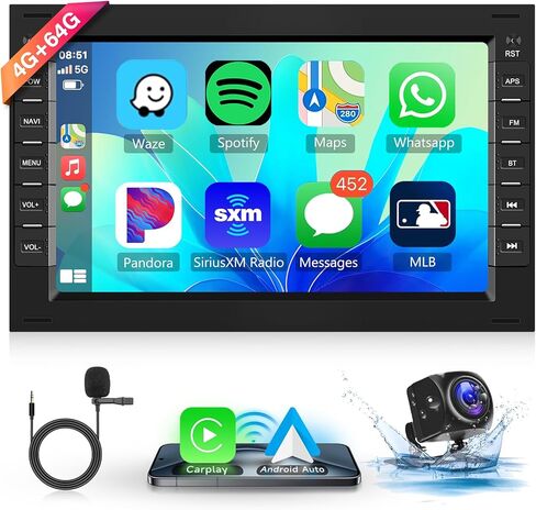 [4G+64G] Android Car Radio for VW Jetta Passat Golf Beetle Polo Caddy Tiguan Touran for SEAT Altea for Skoda with Wireless CarPlay Android Auto, 7 Inch Touch Screen Car Stereo with Bluetooth/GPS/WiFi in Saudi Arabia