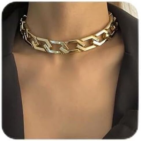 Octwine مكتنزة المختنق قلادة الكوبية ربط سلسلة الذهب قلادة الشرير سلسلة المختنق قلادة لامعة بار حفلة موسيقية مجوهرات للنساء والفتيات (الذهب) in Kuwait