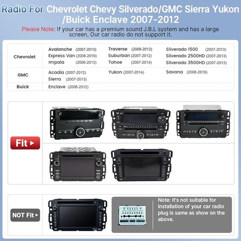 ستيريو راديو السيارة لشيفروليه تشيفي سيلفرادو GMC سييرا يوكون بويك جيب 2007-2012 مع Carplay اللاسلكي Android Auto ، شاشة تعمل باللمس 10.1 بوصة لدعم الراديو في الضواحي Bluetooth ، WiFi ، GPS ، SWC in Kuwait