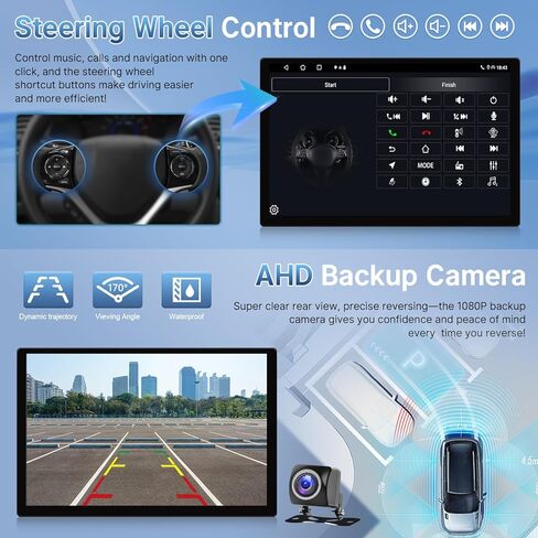 ستيريو راديو السيارة لشيفروليه تشيفي سيلفرادو GMC سييرا يوكون بويك جيب 2007-2012 مع Carplay اللاسلكي Android Auto ، شاشة تعمل باللمس 10.1 بوصة لدعم الراديو في الضواحي Bluetooth ، WiFi ، GPS ، SWC in Kuwait