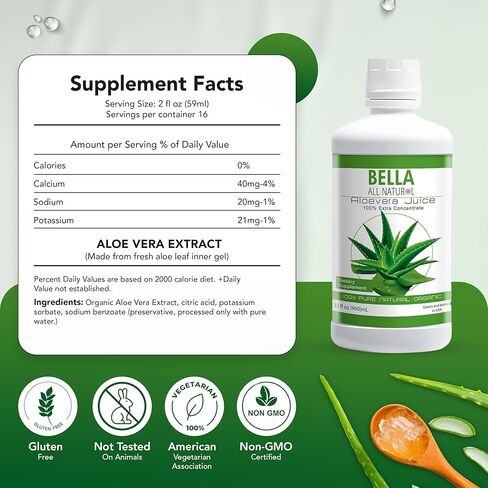 Bella All Natural Aloe Vera Juice (UnFlavored) 32 Oz in Kuwait