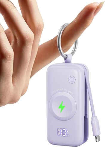 INIU 3-in-1 Portable Charger, Small 5000mAh Power Bank with Built-in USB C Cable and Watch Charger, 20W PD Fast Charging Battery Pack, Travel Charger for iPhone 16 15, Apple Watch, etc in Kuwait