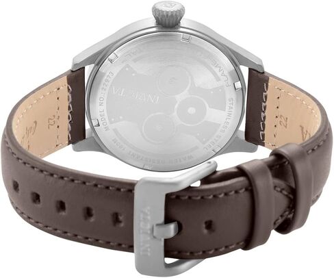 Invicta Men's Aviator Stainless Steel Quartz Watch with Leather Calfskin Strap, Black, Brown, 21 (Model: 22972, 22973) in Saudi Arabia